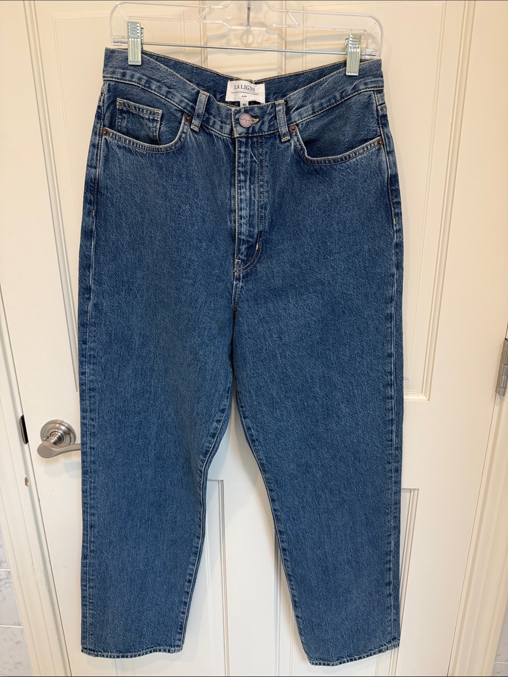 La Ligne Blue High-Waist Straight-Leg Jeans
